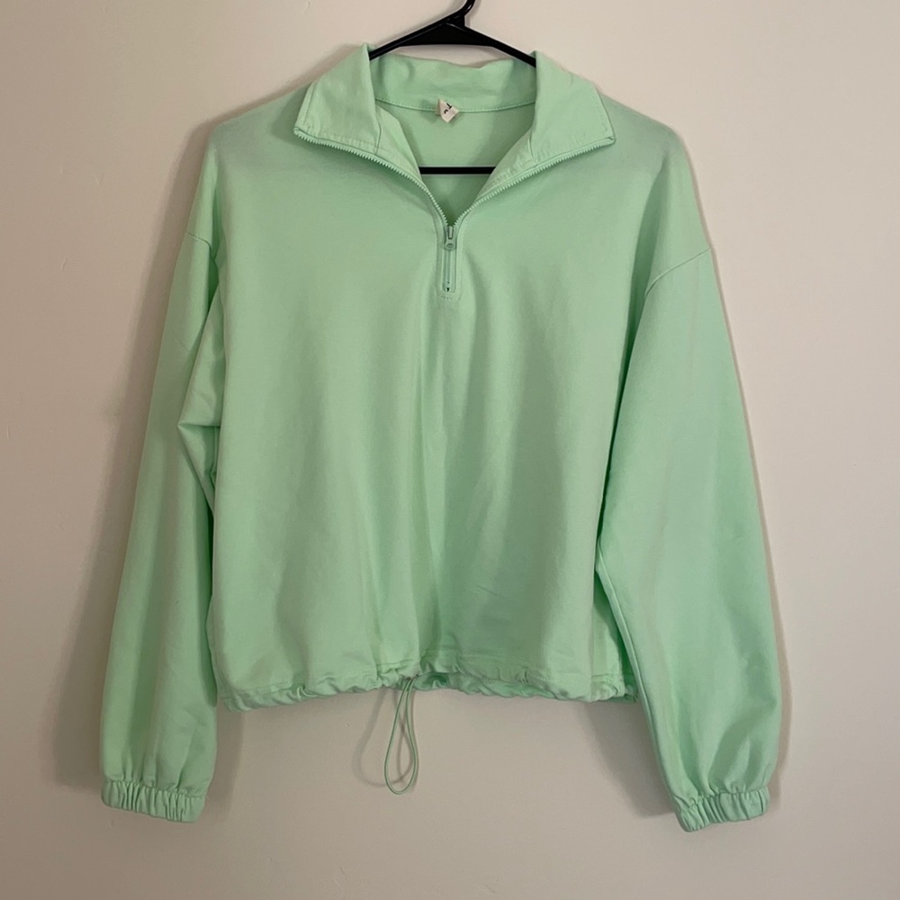 Dolls Kill Neon Green Quarter Zip - Picture 1 of 8